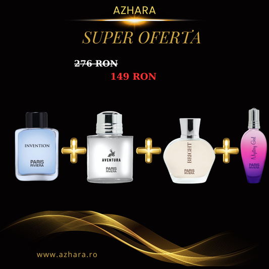 Set 4 parfumuri ARABESTI de BARBAT + DAMA - BRIGHT - ROYAL - INVENTION - AVENTURA