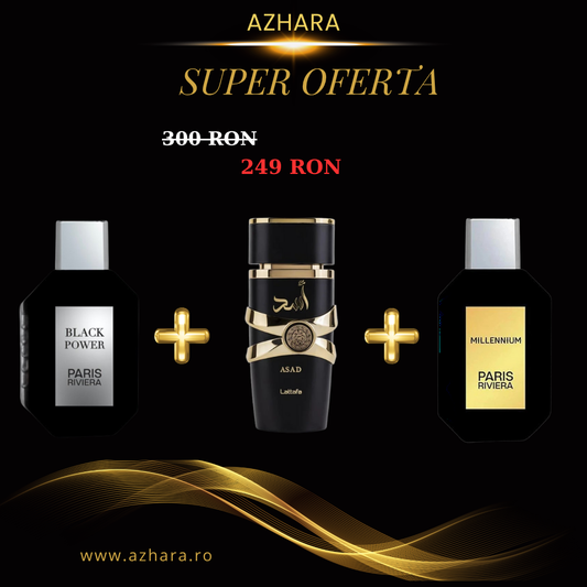Set 3 parfumuri ARABESTI de Barbati 100ML - ASAD - MILLENNIUM - BLACK POWER