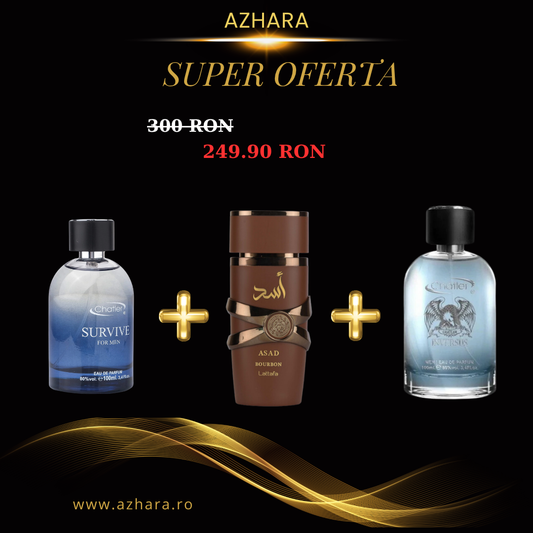 Asad Bourbon by Lattafa + Inversus Men + Survive For Men