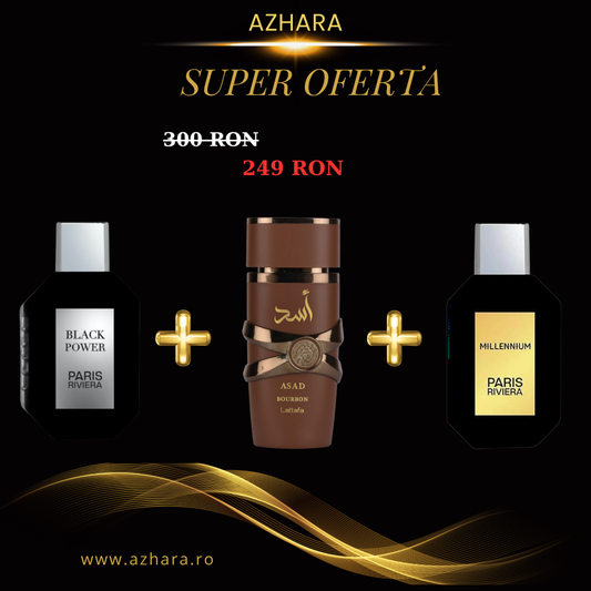Set 3 parfumuri ARABESTI de Barbati 100ML - ASAD BOURBON - MILLENNIUM - BLACK