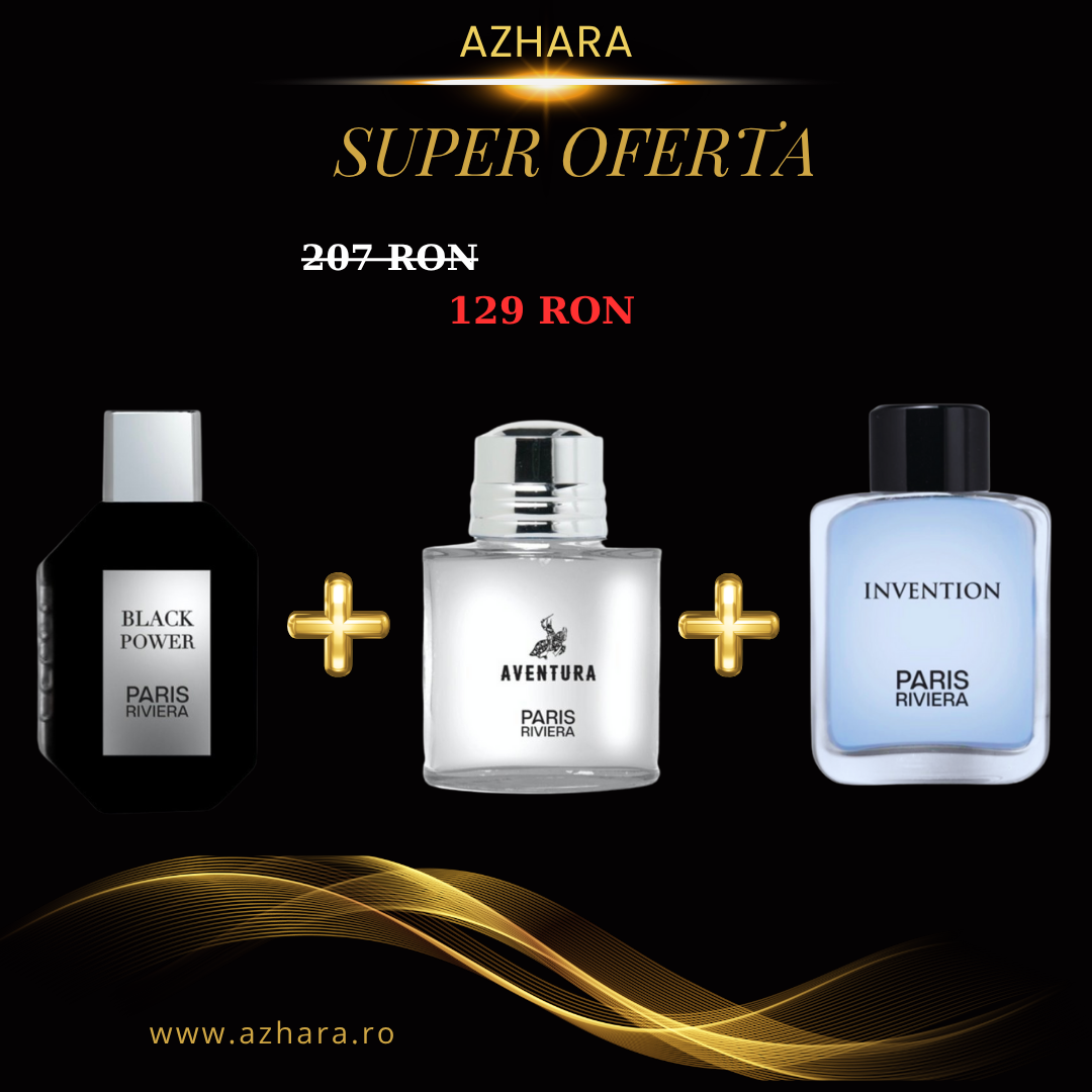 Set 3 parfumuri ARABESTI de Barbati 100ML - AVENTURA - INVENTION - BLACK POWER